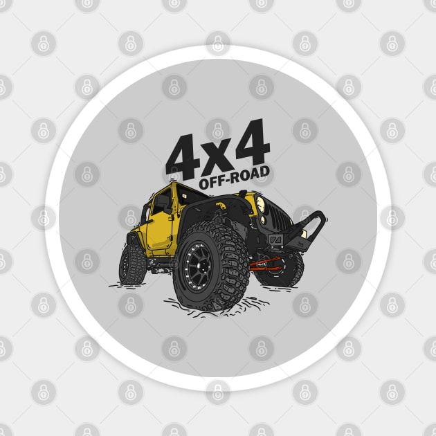 4x4 Off Road Jeep Yellow Magnet by 4x4 Sketch